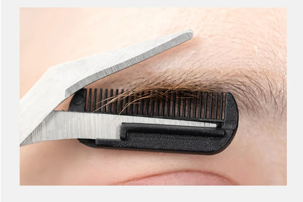 Pink eyebrow trimming scissors
